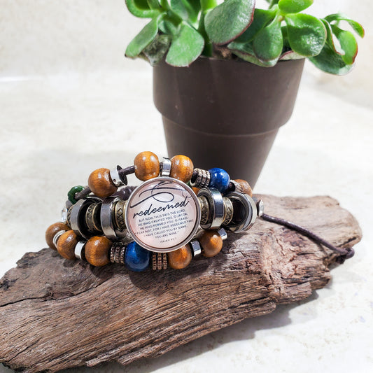 Redeemed Leather Stack Bracelet